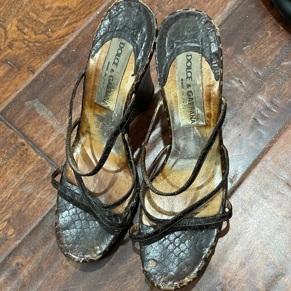 Vintage Dolce & Gabbana Strappy snake skin Shoes